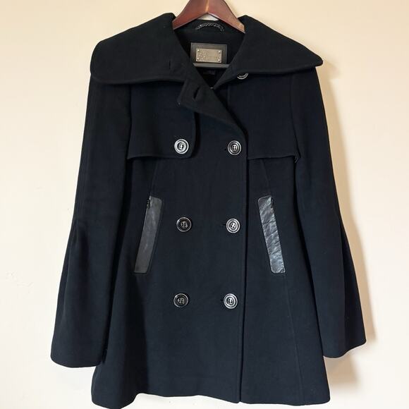 Mackage Raffy Black Double Breasted Wool Cashmere Poly Coat Womens Small - Picture 6 of 11